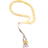 Fıçı Kesim 9x7 mm Damla Kehribar Gümüş Püsküllü Tesbih 19,30 GRAM thumbnail 1