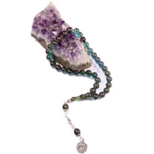 Küre Kesim 8x8 mm Bilek Boy Ateş Kehribar Alpaka Püsküllü Tesbih thumbnail 2