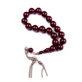 Küre Kesim 15x15 mm Osmanlı Benzetme Sıkma Kehribar  Alpaka Püsküllü Tesbih thumbnail 1