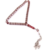 Fıçı Kesim 10x10 mm Özel Seri Yoğun Gümüş İşlemeli Ateş Kehribar Tesbih thumbnail 1