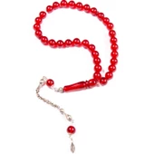 Küre Kesim 10x10 mm Ateş Kehribar  Alpaka Püsküllü Tesbih thumbnail 1