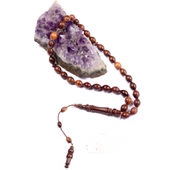 Sığırcık Kesim 12x8 mm Kızıl Ağaç  Sistem Püsküllü Tesbih thumbnail 2