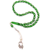 Kapsül Kesim 11x8 mm İşlemeli Ateş Kehribar  Alpaka Püsküllü Tesbih thumbnail 1