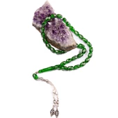 Kapsül Kesim 11x8 mm İşlemeli Ateş Kehribar  Alpaka Püsküllü Tesbih thumbnail 2