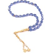 Küre Kesim 10x7 mm Özel Seri Tanzanit  Gümüş Püsküllü Tesbih thumbnail 1