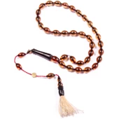 Arpa Kesim 12x8 mm Ateş Kehribar Sistem Püsküllü Tesbih thumbnail 1