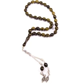 Sığırcık Kesim  10x8 mm Yoğun İmzalı Katalin Alpaka Püsküllü Tesbih thumbnail 1