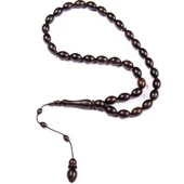 Arpa Kesim 14x10 mm İri Boy Abanoz Ağacı  Sistem Püsküllü Tesbih thumbnail 1