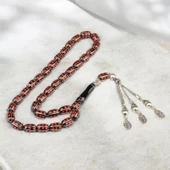 Kapsül Kesim 11x7 mm İşlemeli Erzurum Oltu Taşı  Gümüş Püsküllü Tesbih - 1