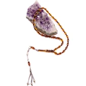 Arpa Kesim 11x6 mm Özel Seri Ateş Kehribar Gümüş Püsküllü Tesbih thumbnail 2