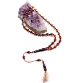 Arpa Kesim 12x8 mm Ateş Kehribar Sistem Püsküllü Tesbih thumbnail 2