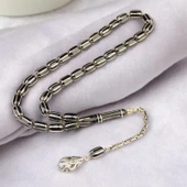 Kapsül Kesim 10x7 mm İşlemeli Erzurum Oltu Taşı  Gümüş Püsküllü Tesbih thumbnail 1