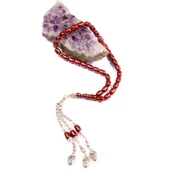 Fıçı Kesim 9x7 mm Özel Seri Osmanlı Benzetme Sıkma Kehribar 31 Cm Alpaka Püsküllü Tesbih thumbnail 2