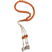 Fıçı Kesim 8x7 mm Özel Seri Osmanlı Benzetme Sıkma Kehribar 29 Cm Alpaka Püsküllü Tesbih thumbnail 1