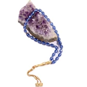 Küre Kesim 10x7 mm Özel Seri Tanzanit  Gümüş Püsküllü Tesbih thumbnail 2