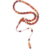 Kapsül Kesim 10x6 mm Ateş Kehribar Sistem Püsküllü Tesbih thumbnail 1