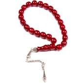 Fıçı Kesim 11x11 mm Efe Boy Osmanlı Benzetme Sıkma Kehribar  Alpaka Püsküllü Tesbih thumbnail 1