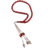 Fıçı Kesim 9x7 mm Özel Seri Osmanlı Benzetme Sıkma Kehribar 31 Cm Alpaka Püsküllü Tesbih thumbnail 1