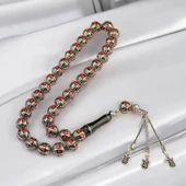 Küre Kesim 10x10 mm İşlemeli Erzurum Oltu Taşı Gümüş Püsküllü Tesbih - 1