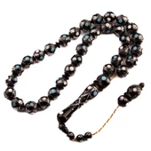 Firuze- Sedef İşlemeli Küre Kesim 9x9 mm Kuka Sistem Püsküllü Tesbih thumbnail 1