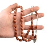 Kapsül Kesim 12x9 mm Sıkma Kehribar Alpaka Püsküllü Tesbih thumbnail 2