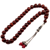 Özel Seri Osmanlı Benzetme Küre Kesim 12x10 mm Sıkma Kehribar Gümüş Püsküllü Tesbih thumbnail 1