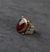 Ateş Kehribar Gümüş yüzük 14,90 Gram - 2