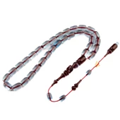 Özel Seri Kapsül Kesim 11x8 mm Ateş Kehribar Sistem Püsküllü Tesbih - 1