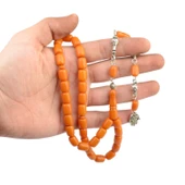 Kapsül Kesim 11x9 mm Sıkma Kehribar Alpaka Püsküllü Tesbih thumbnail 2