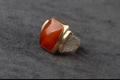 Sıkma Kehribar Taşlı Gümüş Yüzük 16,80 Gram - 2