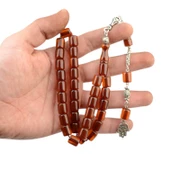 Fıçı Kesim 10x9 mm Ateş Kehribar Alpaka Püsküllü Tesbih thumbnail 2