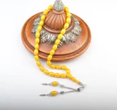 Kapsül Kesim 12x9mm Sıkma Kehribar Alpaka Püsküllü Tesbih thumbnail 1