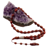 Pirinç Sarmallı Kınalı Arpa Kesim 12x8 mm Kuka Sistem Püsküllü Tesbih thumbnail 2