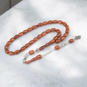 Kapsül Kesim 12x9 mm Sıkma Kehribar Alpaka Püsküllü Tesbih thumbnail 1