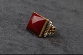 Sıkma Kehribar Taşlı Gümüş Yüzük 13,80 Gram - 2