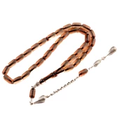 Kapsül Kesim 11x7 mm Ateş Kehribar Alpaka Püsküllü Tesbih thumbnail 1