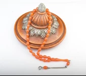 Arpa Kesim 11x8mm Beyrut Kehribarı Alpaka Püsküllü Tesbih thumbnail 1