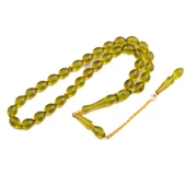 Arpa Kesim 10x8 mm Zar Kehribar Yeni Döküm Gümüş Püsküllü Tesbih thumbnail 1