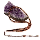 Kapsül Kesim 11x7 mm Ateş Kehribar Alpaka Püsküllü Tesbih thumbnail 2