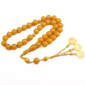 Küre Kesim 13x13 mm Koleksiyonluk Sıkma Kehribar İri Boy Tesbih thumbnail 1