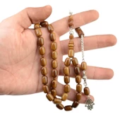 Kapsül Kesim 11x8 mm Sıkma Kehribar Alpaka Püsküllü Tesbih thumbnail 2