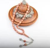 Kapsül Kesim 12x9mm Sıkma Kehribar Alpaka Püsküllü Tesbih thumbnail 1