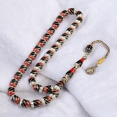 İşlemeli Kapsül Kesim 12x8 mm Erzurum Oltu Taşı Gümüş Püsküllü Tesbih - 1