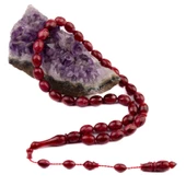 Özel Seri Yoğun Hareli Kapsül Kesim 12x9 mm Sıkma Kehribar Sistem Püsküllü Tesbih thumbnail 2