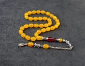 Nakkaş İmame İşçilikli Sıkma Kehribar Tesbih 11x9mm Alpaka Püskül thumbnail 3