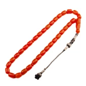 Özel Seri Kazaz Gümüş Püsküllü Kapsül Kesim 11x9 mm Sıkma Kehribar Tesbih thumbnail 1