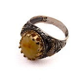 Damla Kehribar Taşlı Gümüş Yüzük 10,10 Gram thumbnail 1