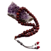 Özel Seri Osmanlı Benzetme Küre Kesim 12x10 mm Sıkma Kehribar Gümüş Püsküllü Tesbih thumbnail 2