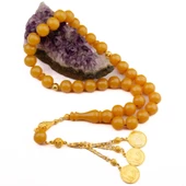 Küre Kesim 13x13 mm Koleksiyonluk Sıkma Kehribar İri Boy Tesbih thumbnail 2