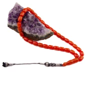 Özel Seri Kazaz Gümüş Püsküllü Kapsül Kesim 11x9 mm Sıkma Kehribar Tesbih thumbnail 2